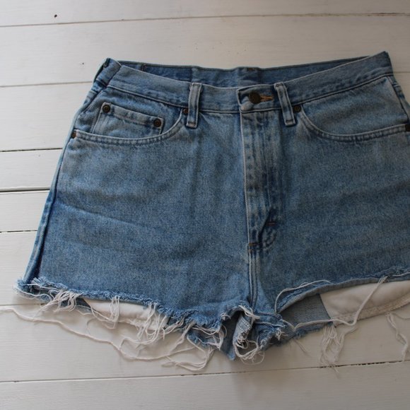 Wrangler Light Wash Distressed Denim Shorts - Picture 1 of 9
